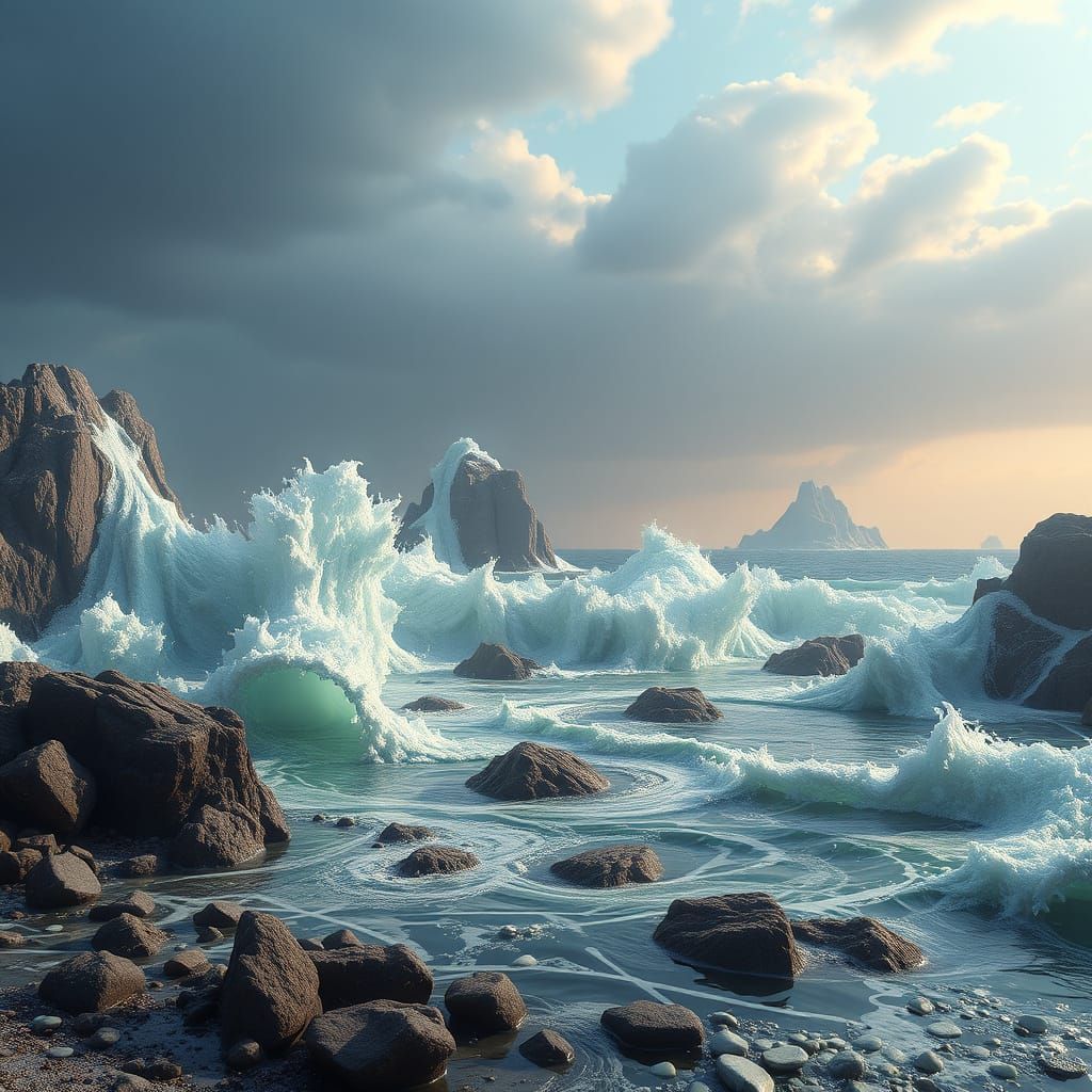 Surreal Aetherpunk Seascape in a Cyberpunk Aesthetic