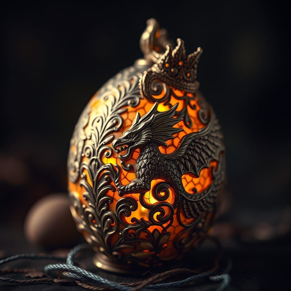 Hyper-Realistic Vintage Dragon Easter Egg in Fabergé Style