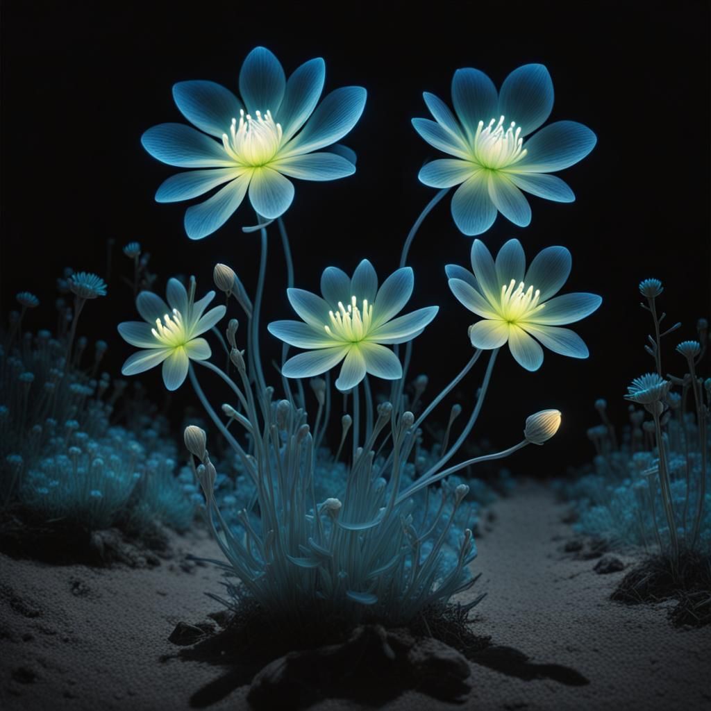 Bioluminescent Flowers Optical Illusion