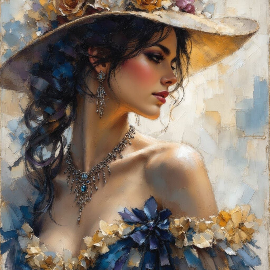 Elegant Princess Portrait in Oil Painting Style