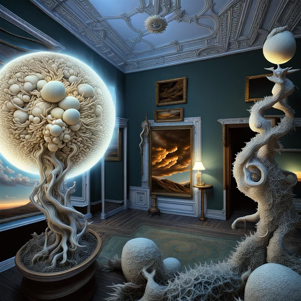 Surreal Mandelbulb Junctions in Magic Realism Style