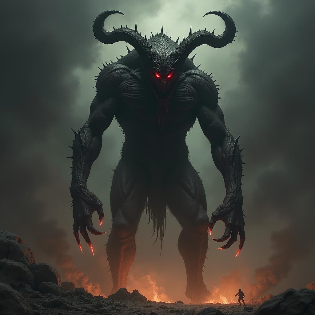 Menacing Demon in Dark Surrealist Style
