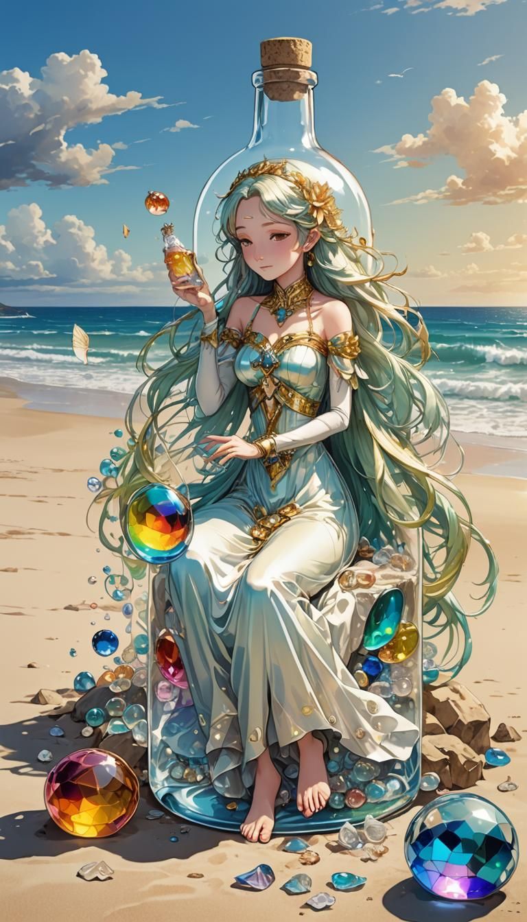 Golden Fairy with Rainbow Dust, Anime Style