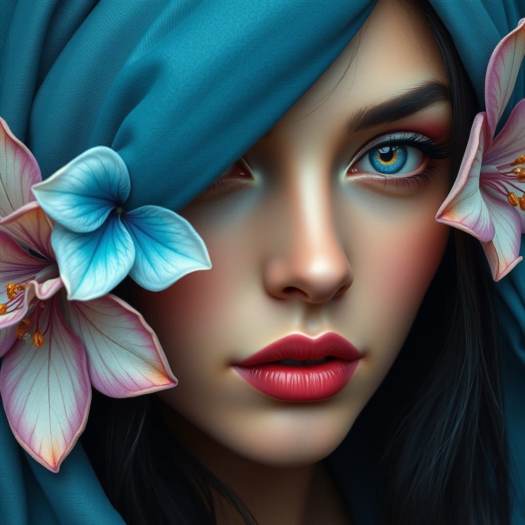 Ethereal Woman of Beauty in Lebanese Style with Hypnotic Eye...