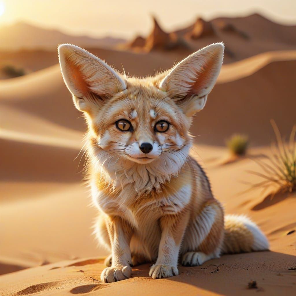 Fennec Fox in Desert: Digital Wildlife Art