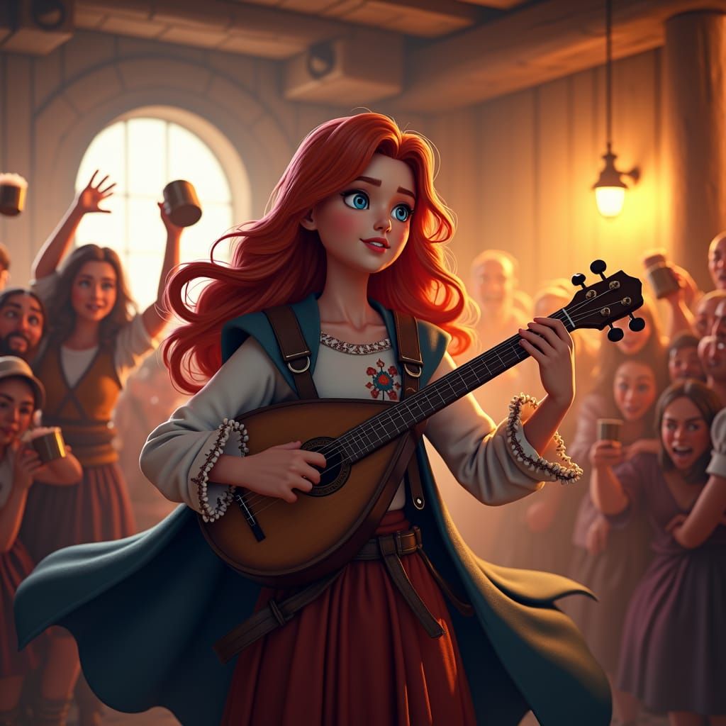 Lively Tavern Scene with Rosalin Performing