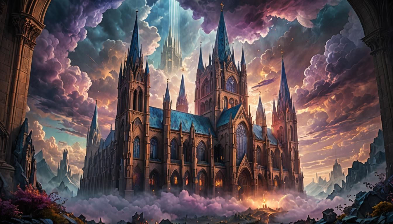 Mystical Cathedral in a Fantasy Realm