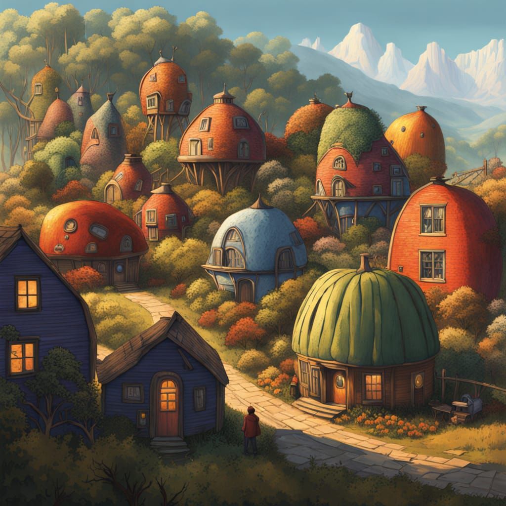 Fantastical Vegetable Village in a Lush Valley