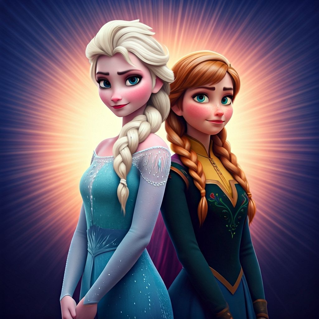 Elsa and Anna: Pixar-Style 3D Art
