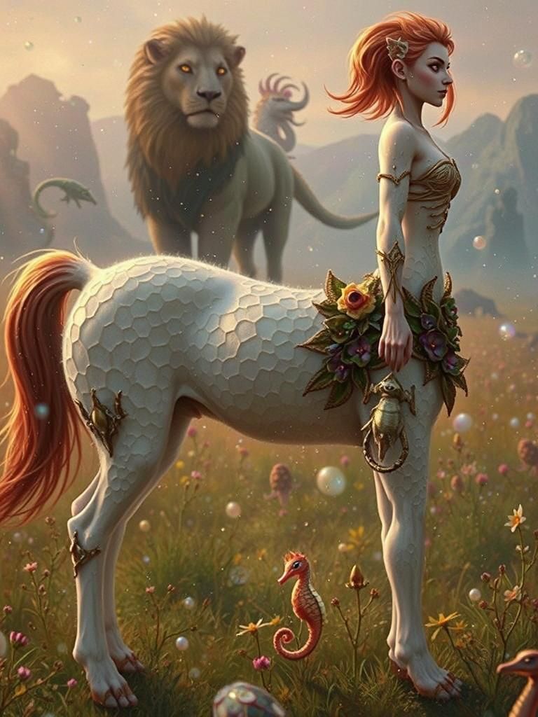 Liquid Centaur, Chimera, and Water Elementals in Mystical Re...