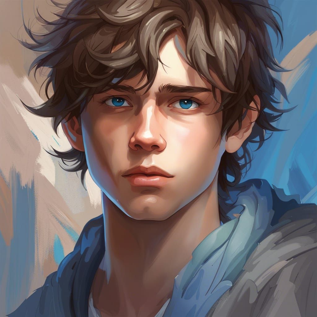 Teenage Boy Portrait in Hyperdetailed Digital Art Style