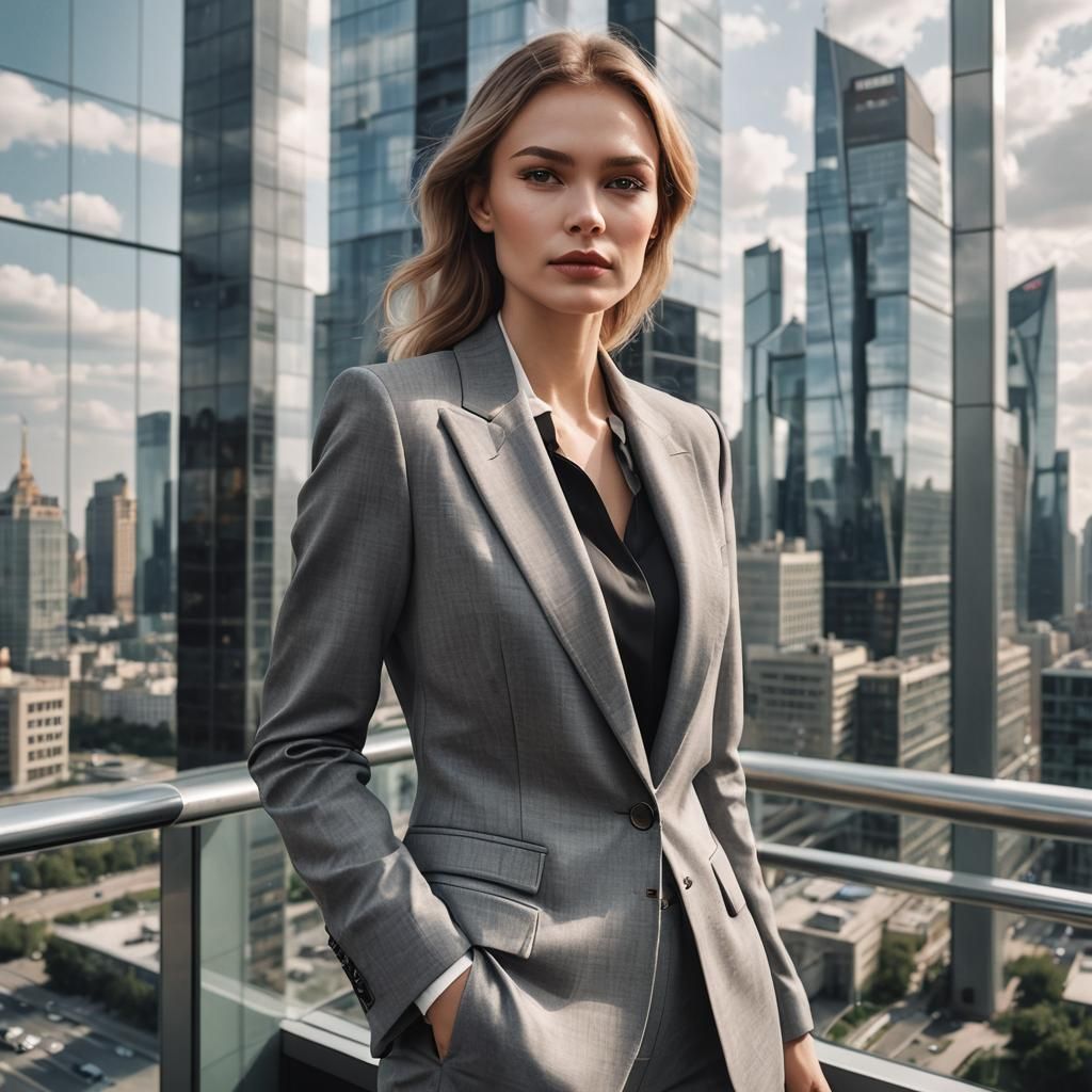 Confident Woman in Business Suit in Hyperrealism