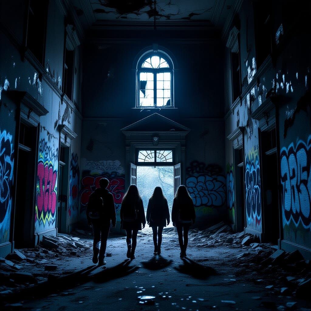 Teenagers Explore Abandoned Gothic Hospital at Midnight