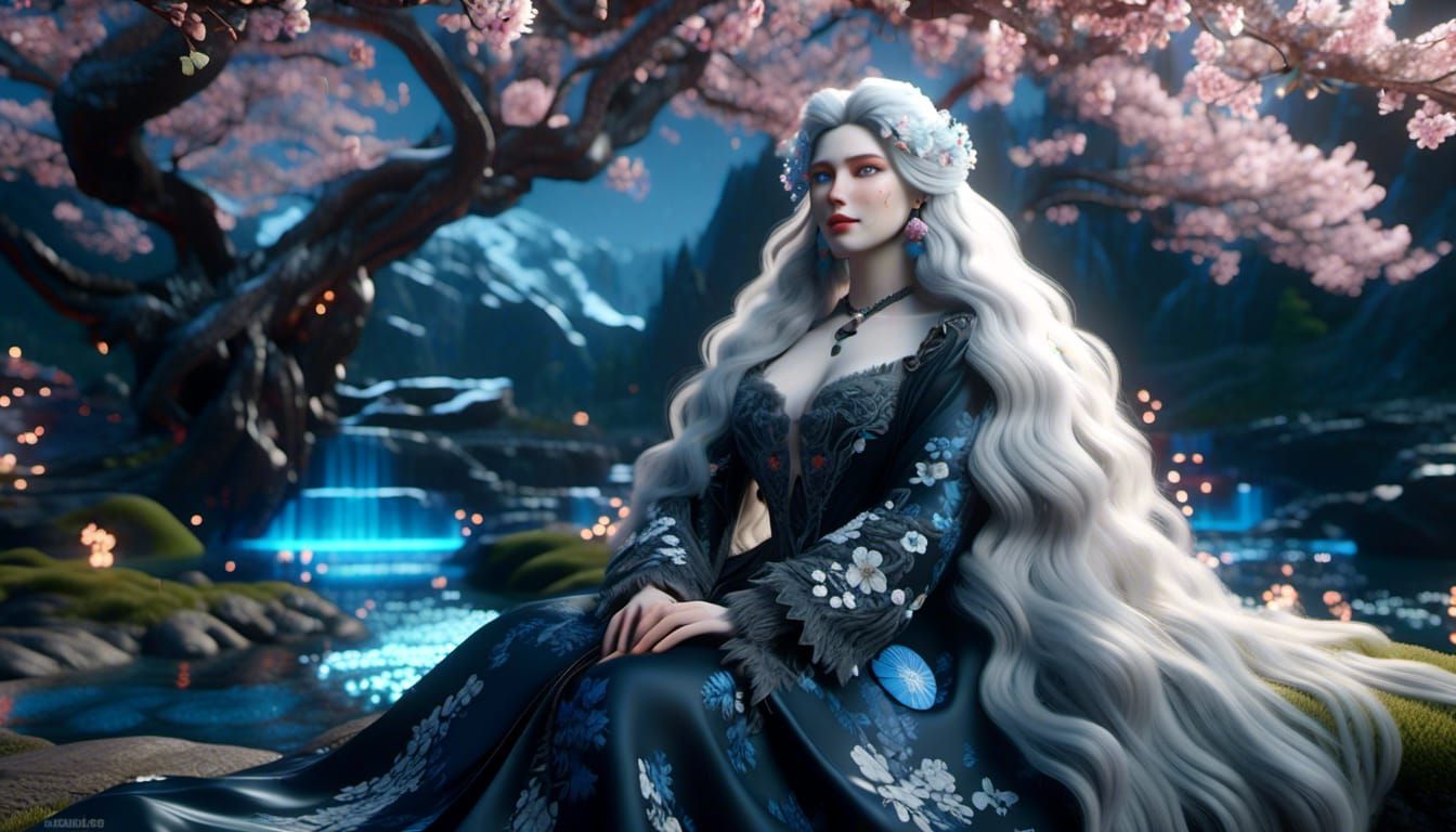 Ethereal Woman with Bioluminescent Ice: Hyperrealistic Portr...