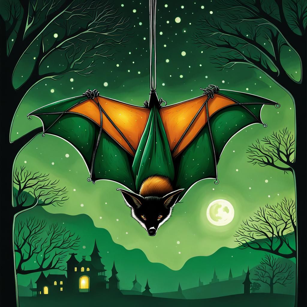 Magical Flying Fox in Comic Book Art Style