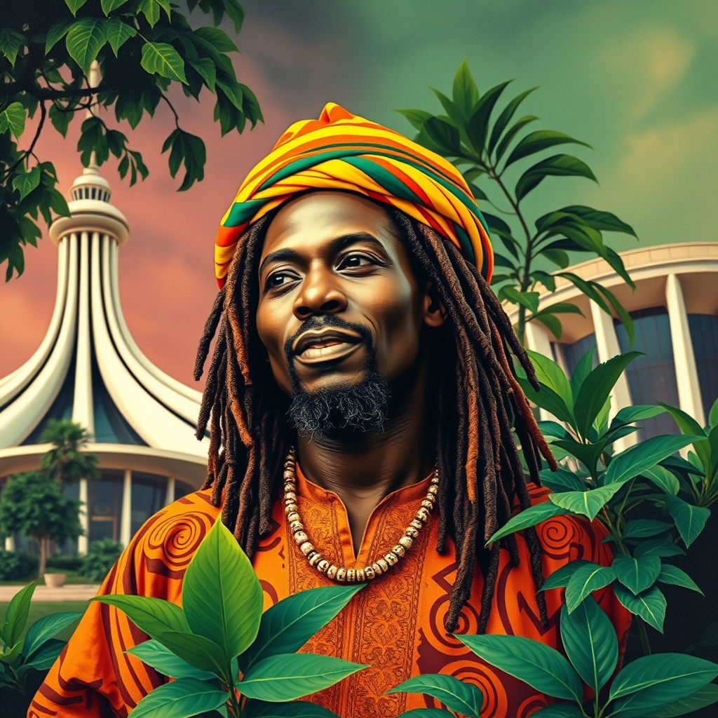 Rastafarian Portrait with Brasilia Architecture