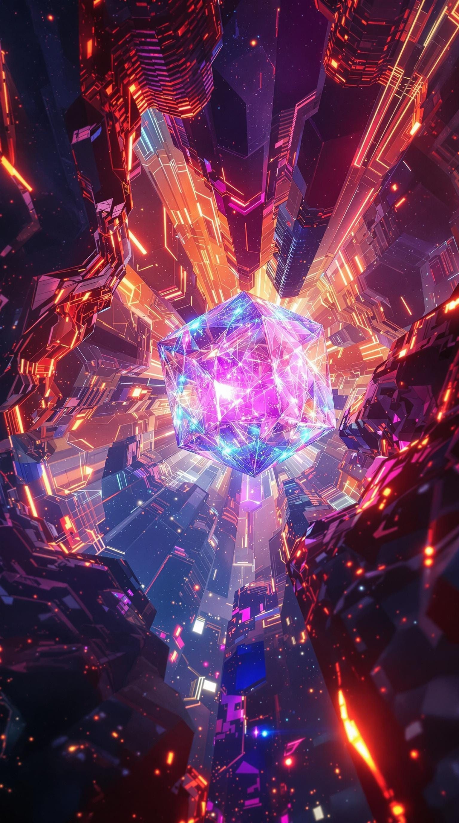 Neon Universe Inside Tesseract: 8K Unreal Engine Art