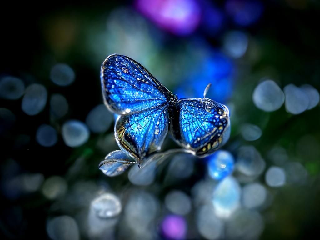 Iridescent Blue Butterfly Macro Photography