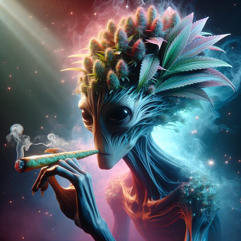 Plant Alien Smoking: Hyperrealistic Concept Art