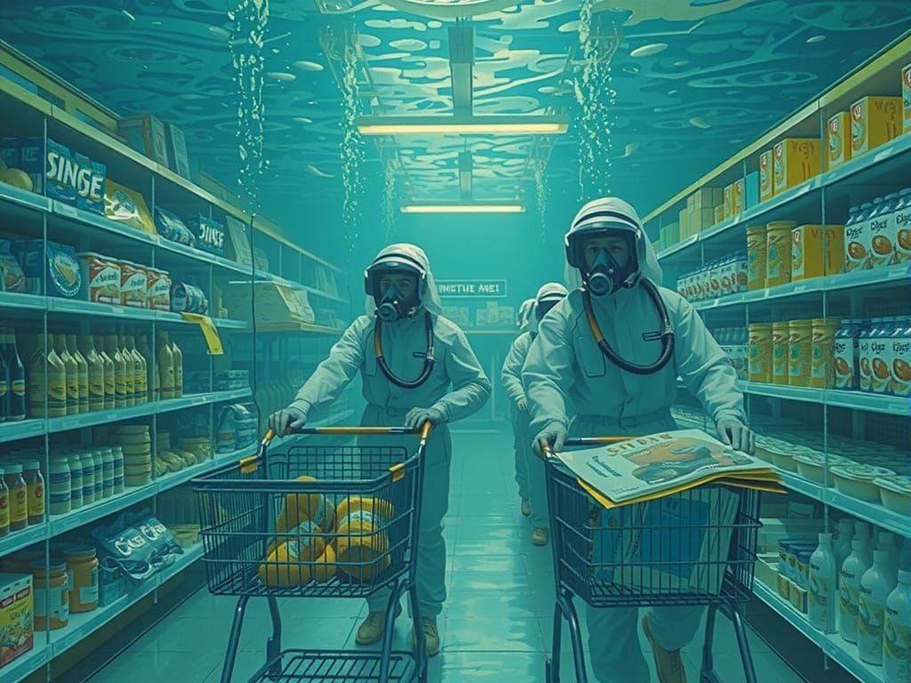 Underwater Supermarket: Retrofuturistic Sci-Fi Illustration