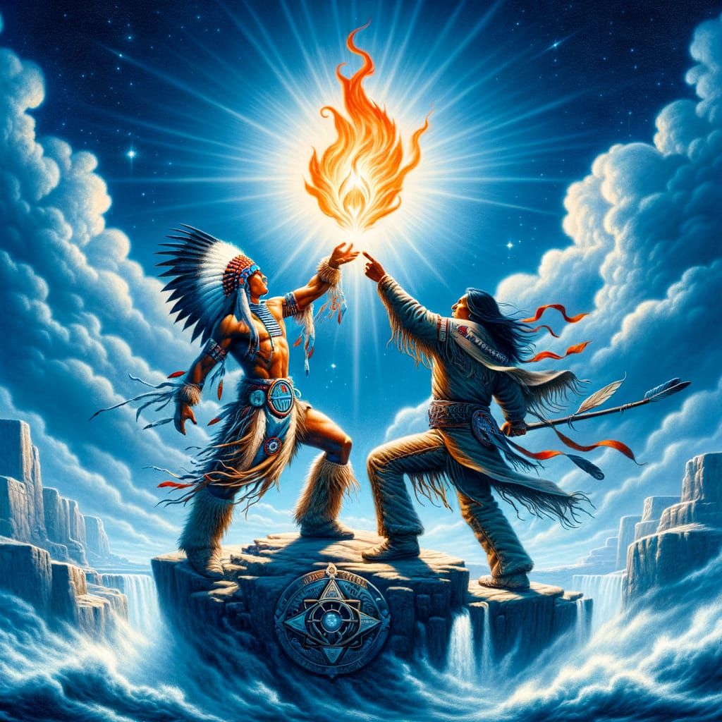 Native American Warrior's Trial by Sacred Flame