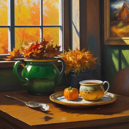 Autumn Mouse in Oil, Impasto Painting Style