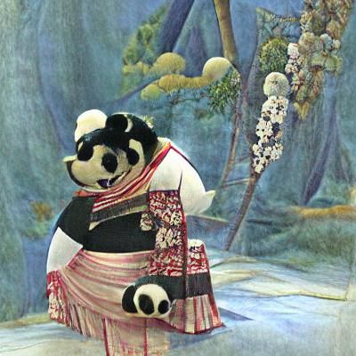 Panda in Traditional Japanese Clothing