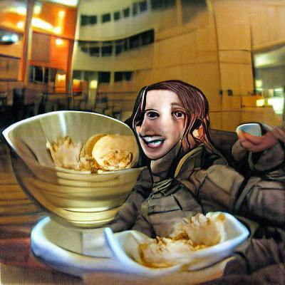 Rebecca Enjoys Salty Caramel Ice Cream: 8k Concept Art