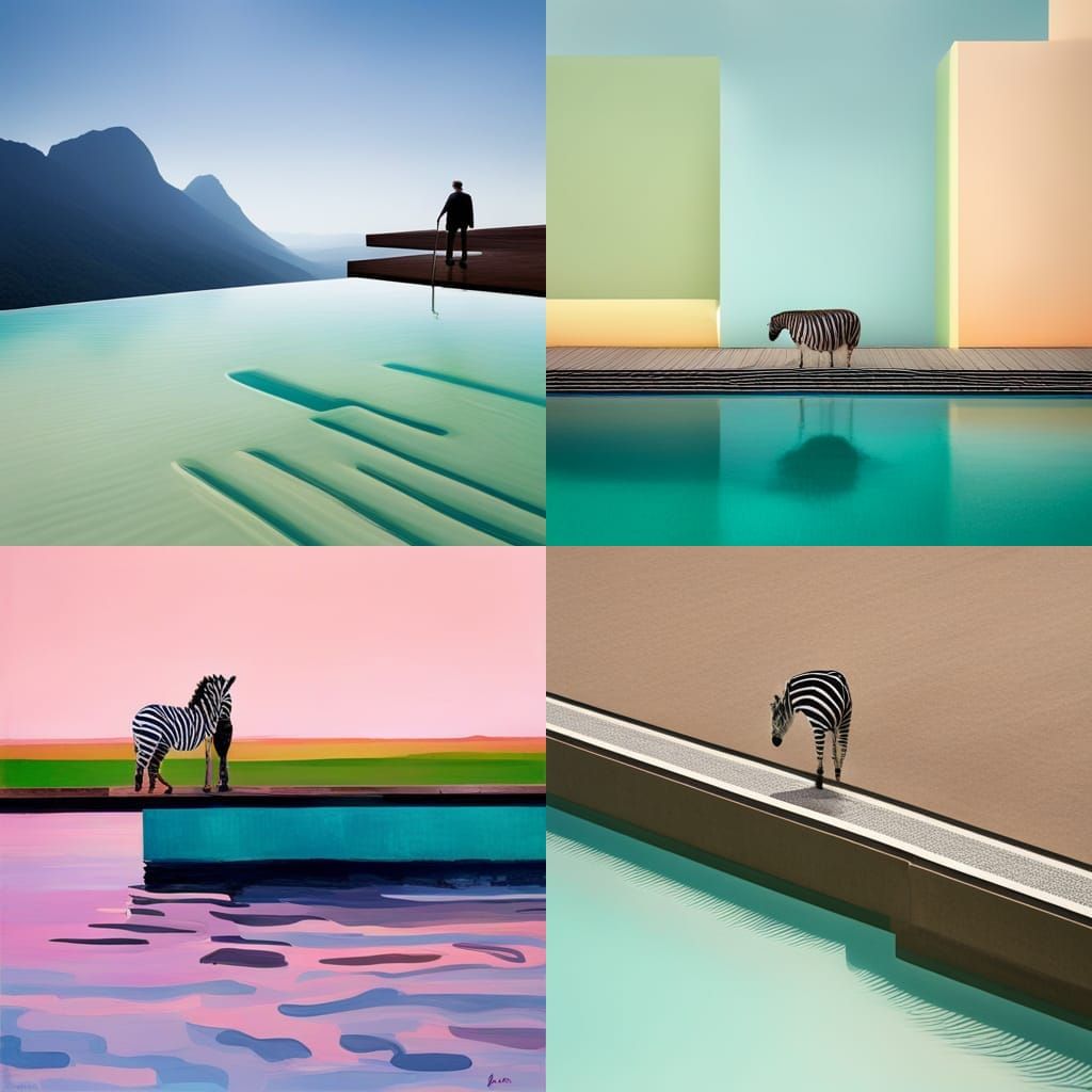 Zebra by Hockney-Style Infinity Pool