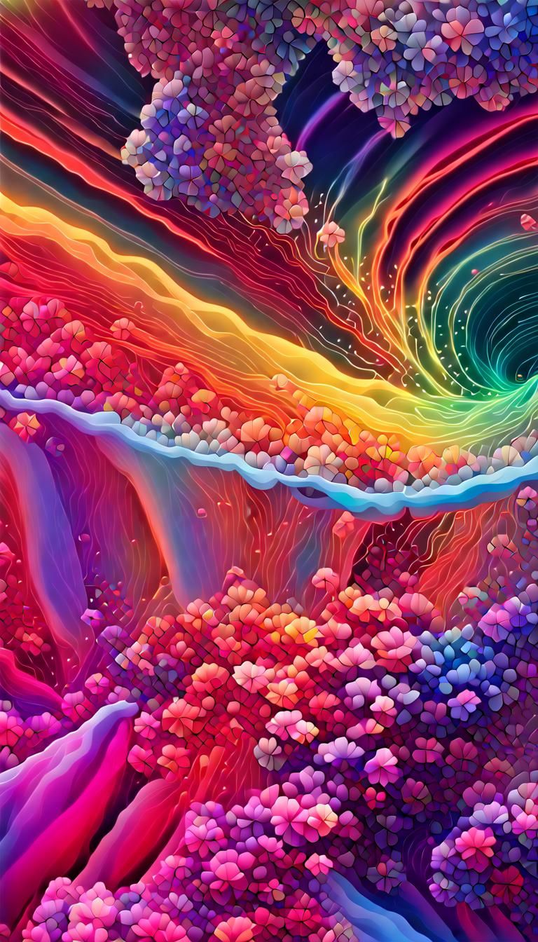 Psychedelic Motion Illusion in Iridescent Fractal Art