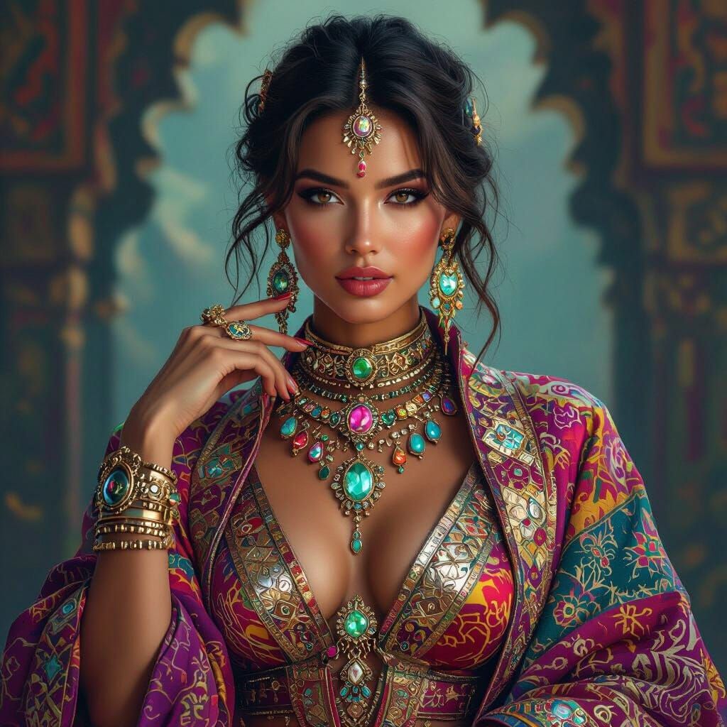 Exquisite Woman in Futuristic Jewelry: Hyperrealistic Matte ...