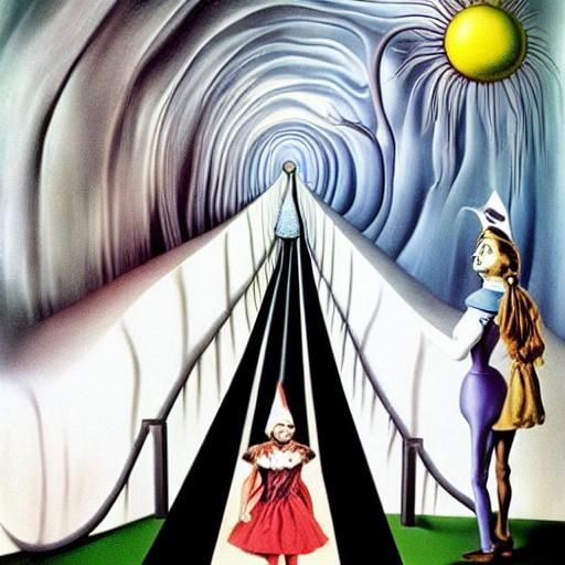 Wizard of Oz Alice in wonderland tunnel vision panic attack surrealism Salvador Dali down the drain popsicle