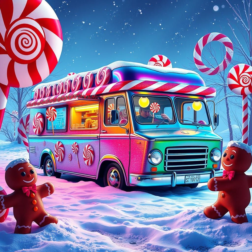 Vintage Christmas Food Truck in Candyland Wonderland