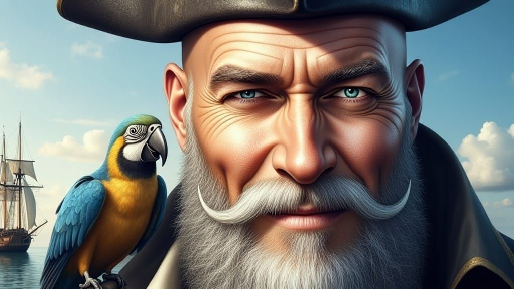 Captain Killjoy and Pandora, his parrot.