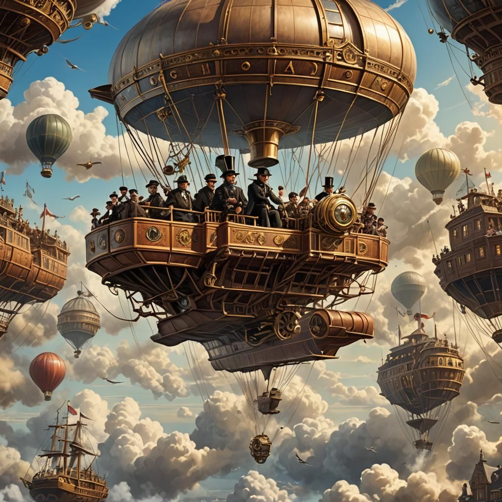 Phileas Fogg's Airship Adventure in Victorian Style