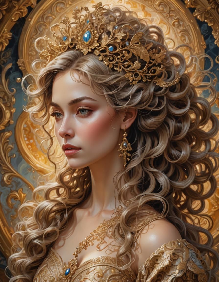 Magical Woman in Fairytale World: Surreal Oil Painting