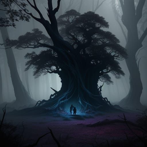 Dark Fantasy Landscape in Moody, Atmospheric Lighting