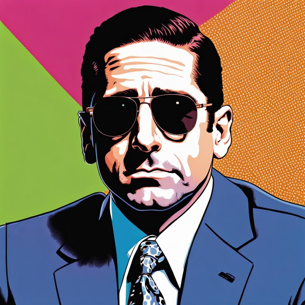 Michael Scott Pop Art Portrait with Sunglasses