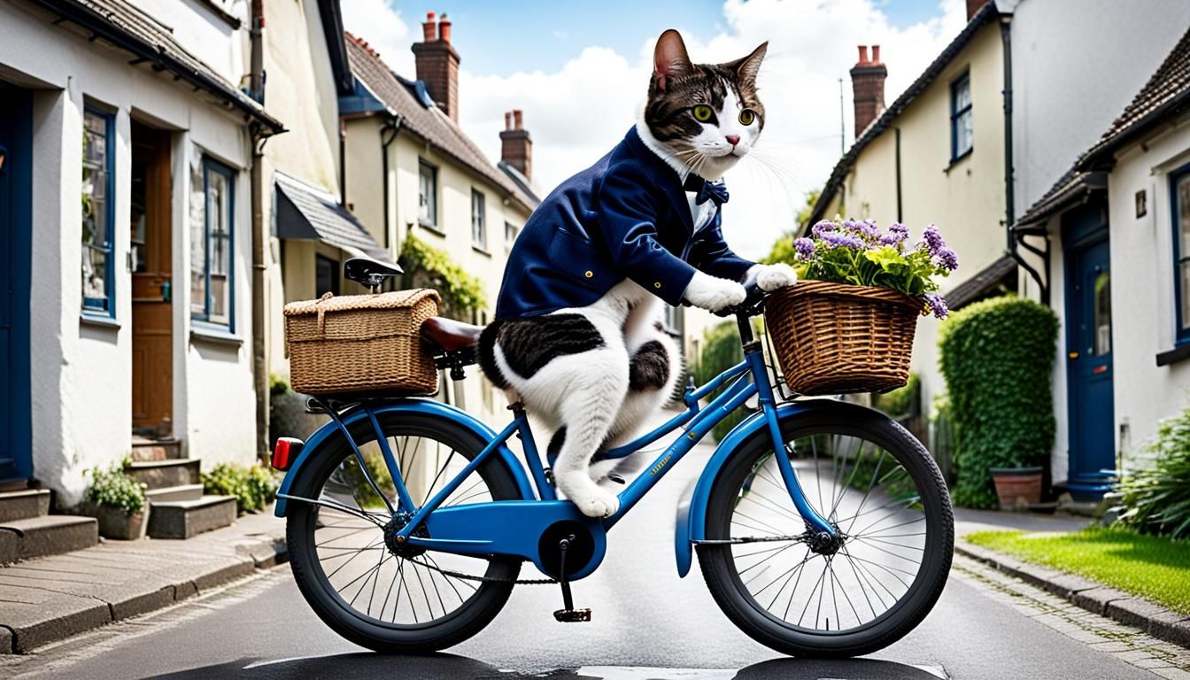 A cat on a bicycle