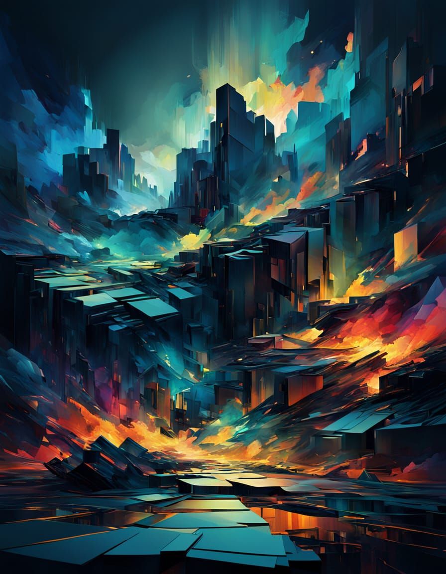 Abstract Geometric Art with Surreal Textures