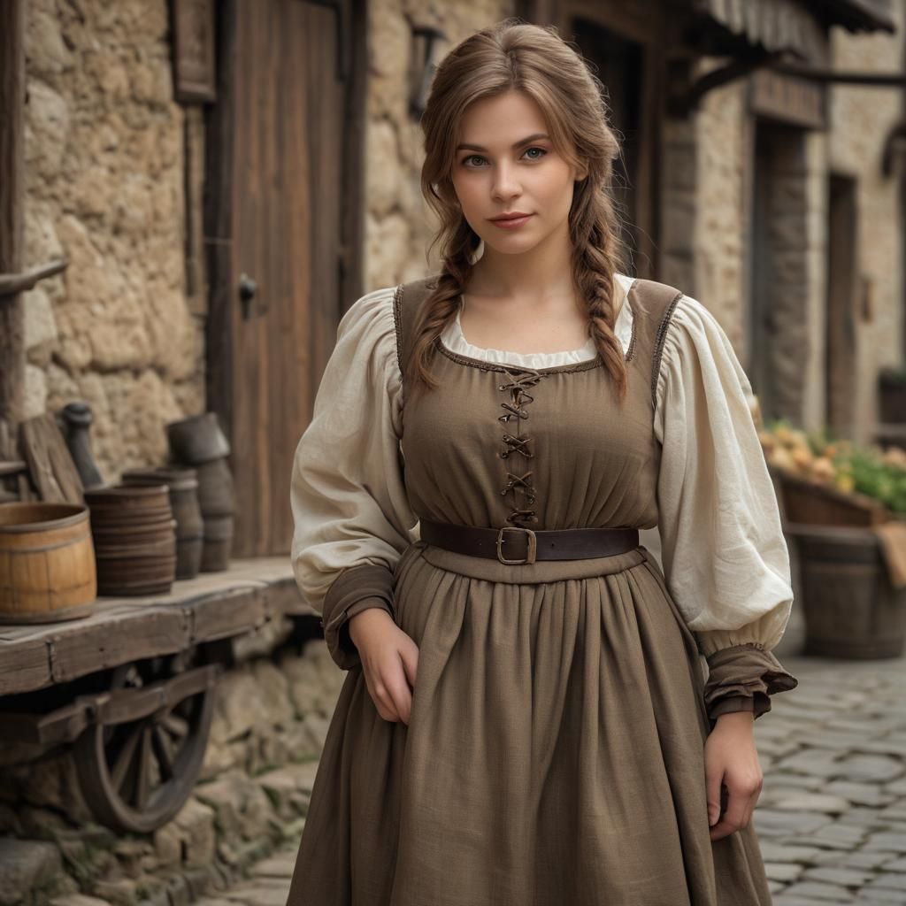 A Stout Dwarf Woman from a Fantasy Medieval Town