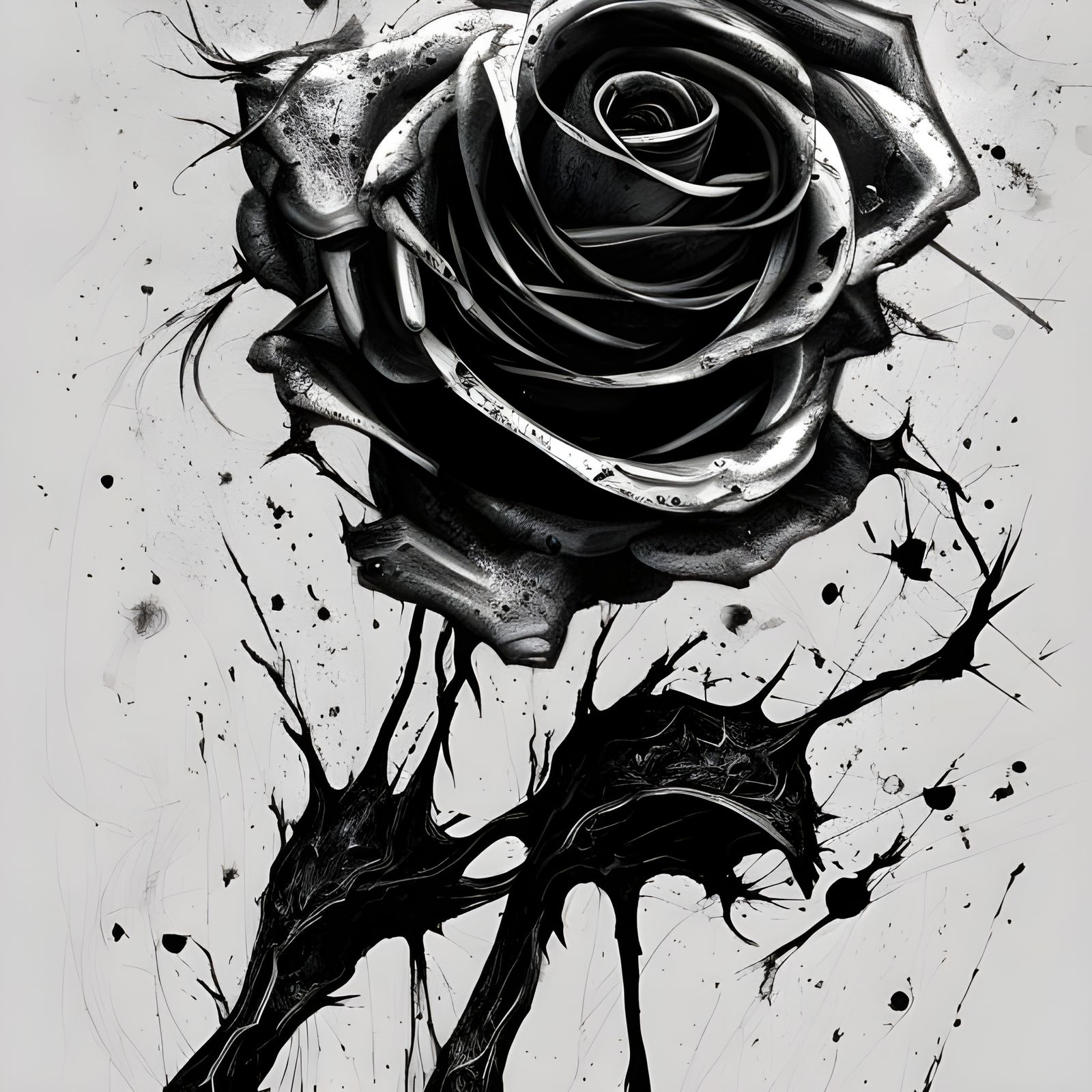 Terrifying Monochrome Rose in Horror Style