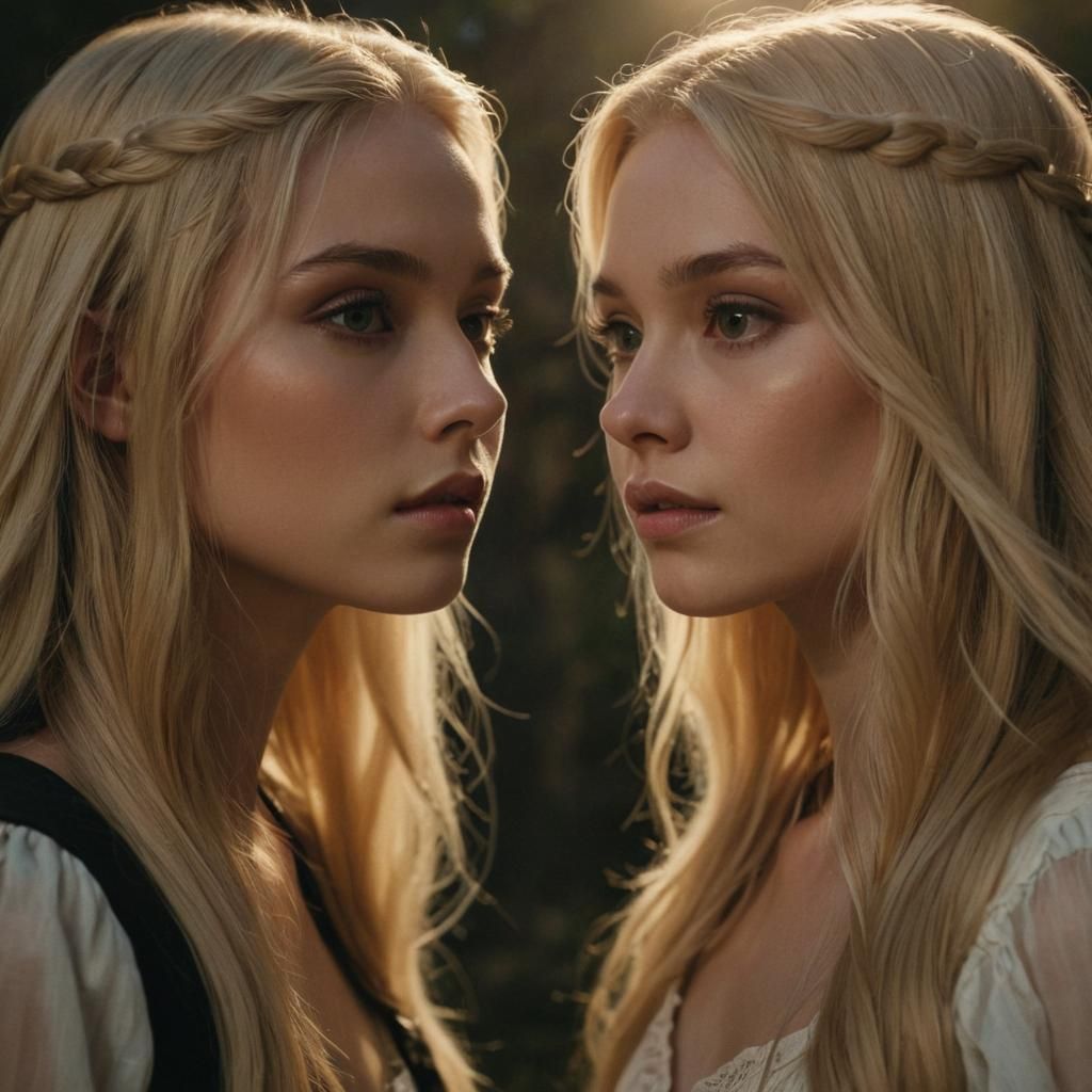 Fantasy Portrait of Two Elegant Women in Dueling Light