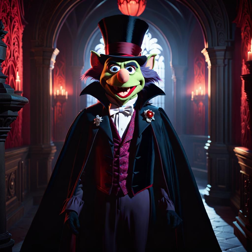 Count von Count in Ornate Castle Hallway