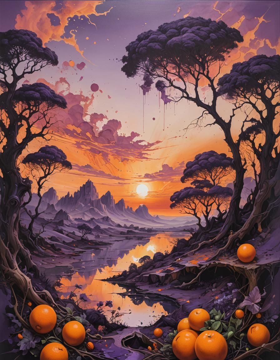 Double Exposure: Sunset and Rococo Landscape