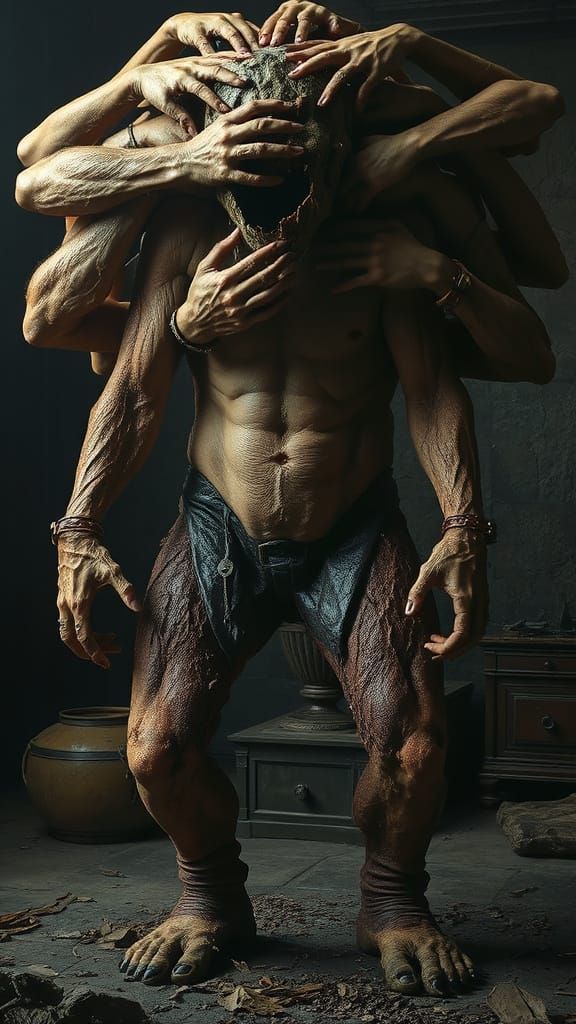 Disturbing Humanoid Amalgamation in Digital Horror Art