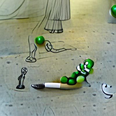 Green M&M in Vintage Cartoon Style