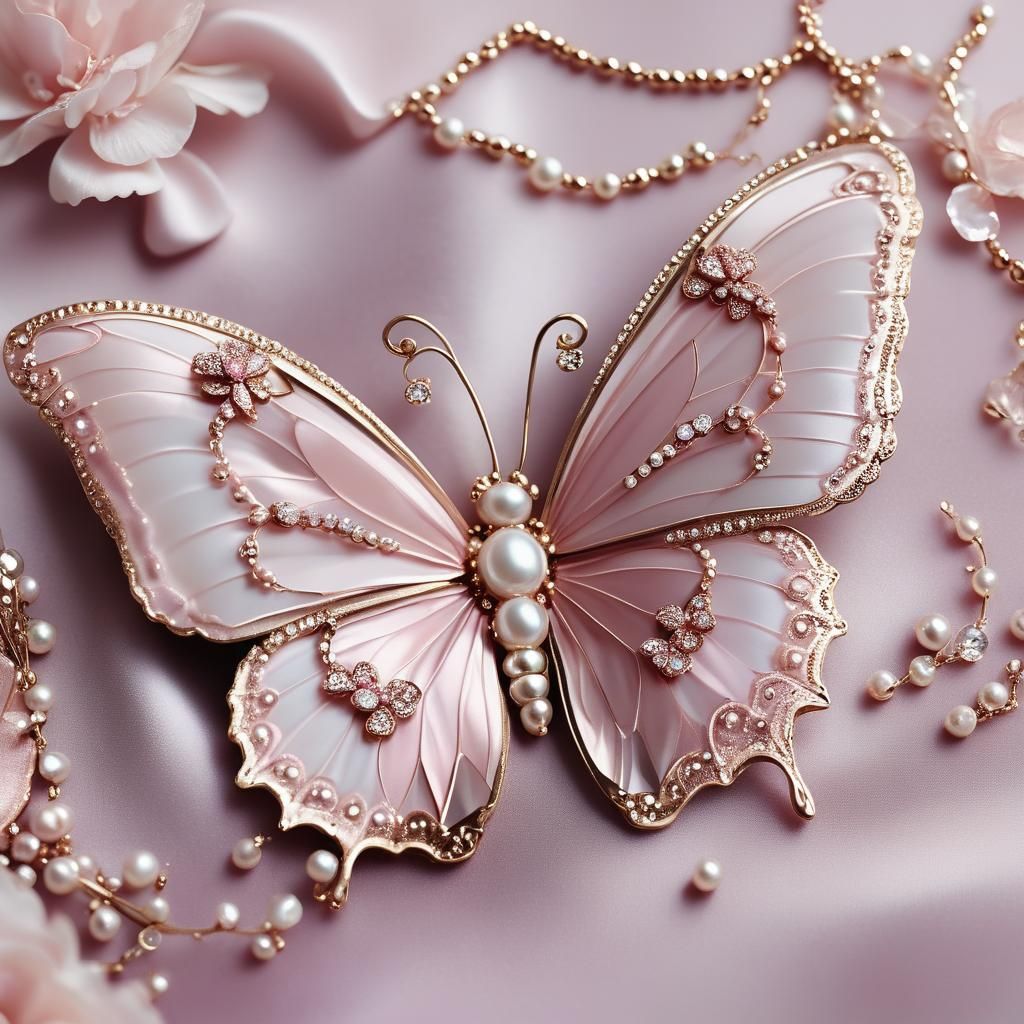 Pearl Butterfly Macro Photograph in Editorial Style