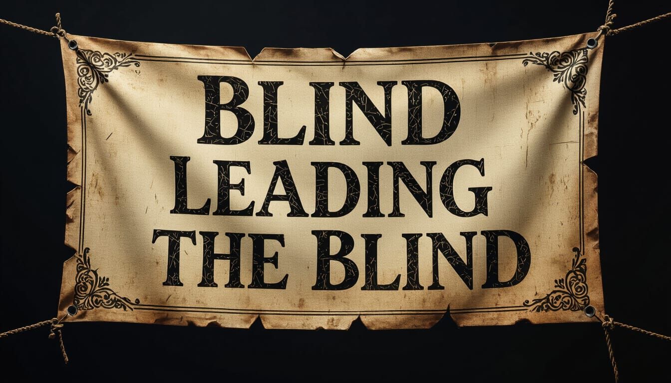 Blind Leading the Blind Banner in Hyperrealistic Style