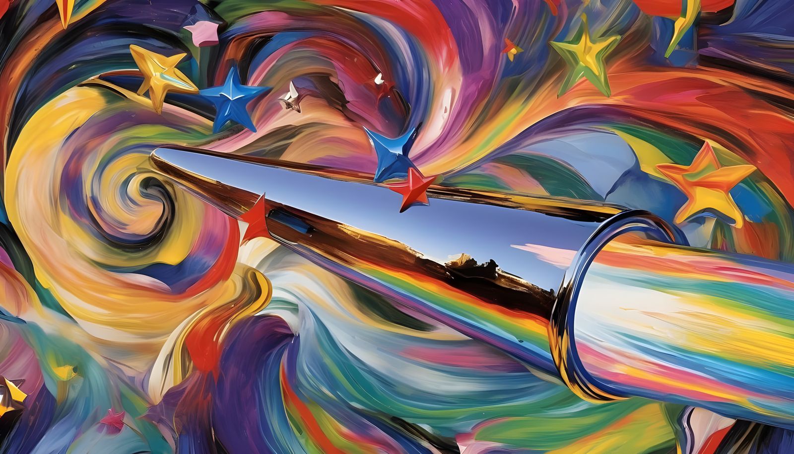 Vivid Rainbow Cylinder with Cosmic Vortex